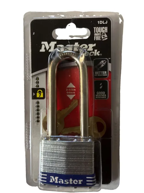 Master Lock 1DLJ Laminated Steel Padlock, 2-1/2" Shackle, 1-3/4'' Body BRAND NEW