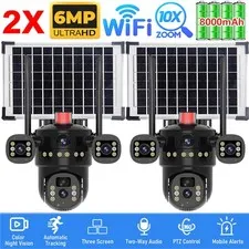 2x 4K HD WiFi Camara De Seguridad Solar Exterior Inalambricas Vision Nocturna US