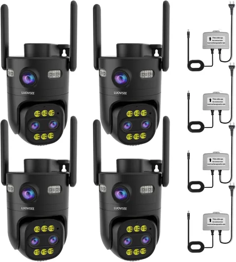 4 Pack Wired Home Camera Outdoor/Indoor with 2K Color Night Vision,Ai Human Auto