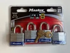 Master Lock 3008D Keyed-Alike Padlock 4 Pack Sealed Package New