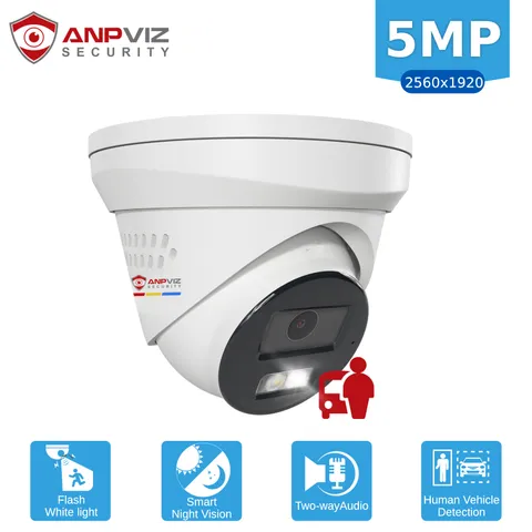 Anpviz 5MP PoE IP Camera 2-Way Audio Active Deterrence  Human & Vehicle Detectio