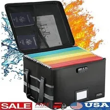 Fireproof Document Box Water-Resistant Lockable Portable Storage Organizer New