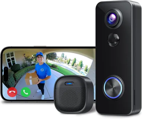 2K Video Doorbell Camera, Head-to-Toe View, Battery Powered Alexa | 2K HD video