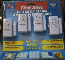 First Alert Instant Alarm For 4 Windows or Doors Peel and Stick As Seen on TV