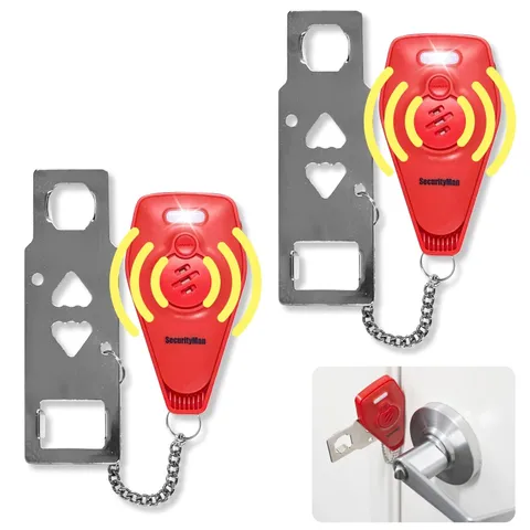 Securityman Portable Door Lock with Alarm (2 Pack) | Hotel Door Locks for Tra...