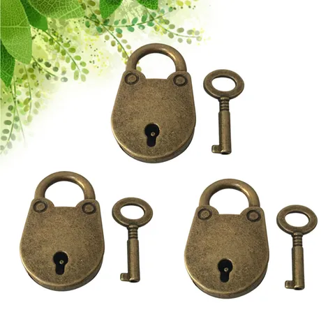 3x Vintage Antique Style Mini Bear Head Archaize Padlocks Key Lock