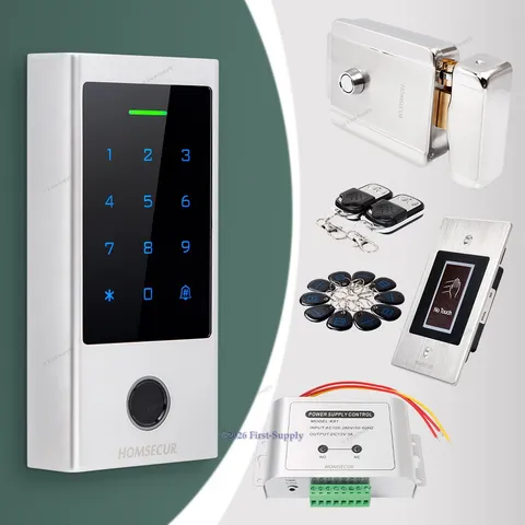 HOMSECUR Biometric Standalone Access Control System Kit With DC12V Electric Lock