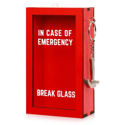 Break in Case of Emergency Box with Hammer, Funny Money Gift Box, Red