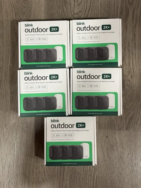 lot of 5 Blink Outdoor 2K+ Wireless Wi‑Fi 3-Camera Kit w/ Sync Module Core