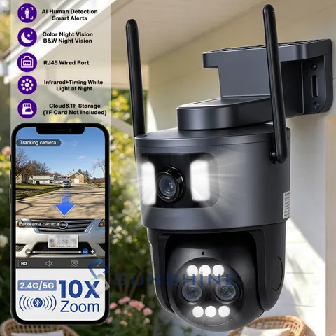 Wired/WiFi Security Camera Indoor 360° AI Movement Detection White Lights Timing