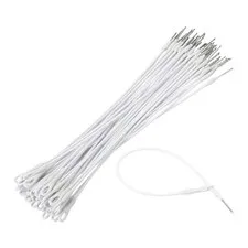 50Pcs Security Tags Lanyards Wire Loop (8", White), Steel Wire Cable Loop