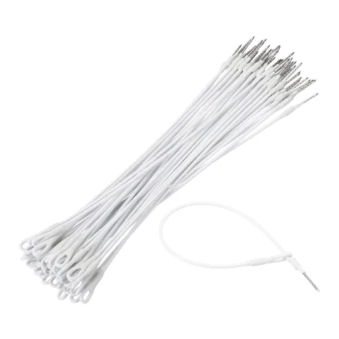 50Pcs Security Tags Lanyards Wire Loop (8", White), Steel Wire Cable Loop