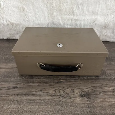 Rockaway Metal Security Lock Box Safe No Key GUN CASH DOCS Fire Proof Vintage