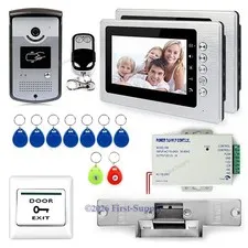 New 7" Lcd Video Door Phone Intercom System With RFID Unlock Strike Lock Switch
