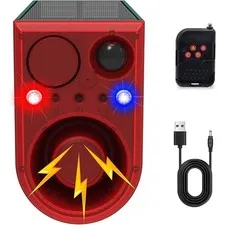 Solar Motion Detector Alarm Dog Barking Animal Repellent 13 Sounds Flash Light