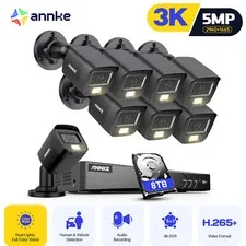 ANNKE 4K 8CH DVR 5MP Audio AI Security Camera System Outdoor Full Color Night