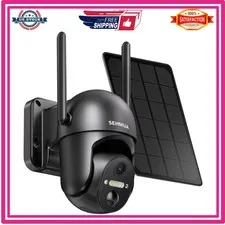 SEHMUA Solar Security Camera Wireless Outdoor 2K 360 View Battery WiFi Spotlight