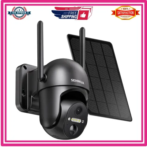 SEHMUA Solar Security Camera Wireless Outdoor 2K 360 View Battery WiFi Spotlight