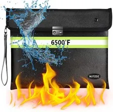 6500°F Fireproof Document Bag, Upgraded Fireproof/Waterproof Money Bag with Z...