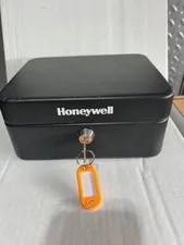 Honeywell Black Key Lockbox with Removable Tray, Money Safe for Cash