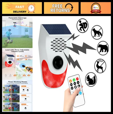 Solar Motion Sensor Alarm - Motion Activated Wildlife Deterrent for Deer & Bears