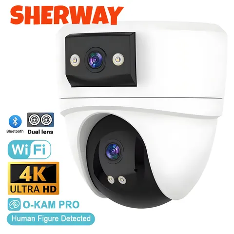 4K 8MP Dual Lens Dual Screen Outdoor PTZ WiFi Security Camera AI Human Detection