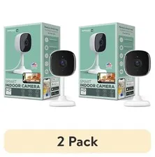 (2 Pack) Merkury Smart Indoor Camera 1080P - Wi-Fi Security Cam with Night Visio