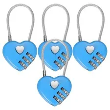 4-Pack Combination Locker Lock, 3 Digit Padlock for Gym/Luggage [Blue]