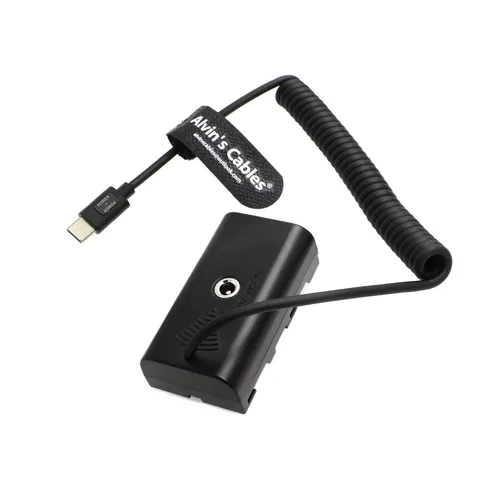 Alvin’s Cables USB--PD to NP-F550 Dummy Battery Coiled Power Cable for Sony N...