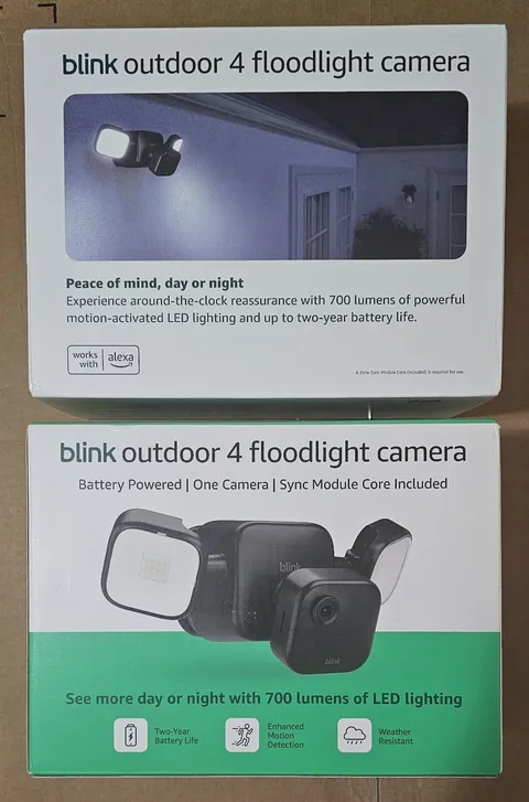 Blink Outdoor 4 Floodlight Camera Battery 1-Cam Kit w/ Sync Module.New set of 2.