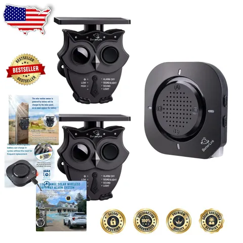 Solar Wireless Driveway Alarm 1/2 Mile Range  Outdoor Motion Detectors
