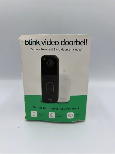 Blink Video Doorbell with Sync Module Core, Battery, Head-to-Toe HD View - Black