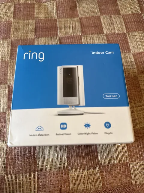 Ring Indoor Cam 2nd Gen Plug-In 1080p HD WiFi Security Camera White- Brand NEW