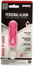 Sabre Personal Alarm, Safety Keychain Personal Alarm w Dual Siren, 120 dB, Pink