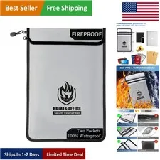15"x11" Waterproof Fireproof Document & Cash Organizer Bag for Ultimate Security