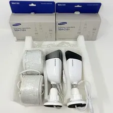 Lot of 2 Samsung SDC-5340BCN Bullet Color Security Cameras and SEA-C01 Cables