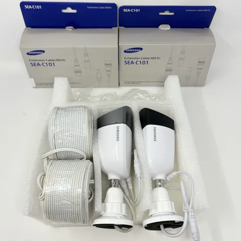 Lot of 2 Samsung SDC-5340BCN Bullet Color Security Cameras and SEA-C01 Cables