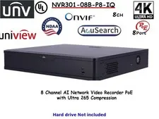Uniview NVR301-08B-P8-IQ 8CH AI Network Video Recorder PoE Ultra 265 Compression