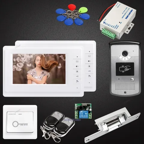 7inch Wired Video Door Phone Intercom System Electric Strike Lock Set Included