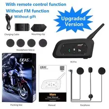 EJEAS V6 PRO+ Motorcycle Bluetooth Helmet Intercom 850mAh 800m 6 Riders IP65