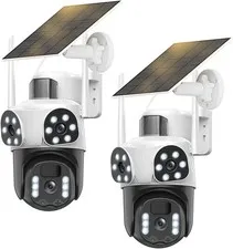 8MP 6K Triple Lens 360° PTZ Solar Security Camera Outdoor Wireless, 2.4GHz/5G...