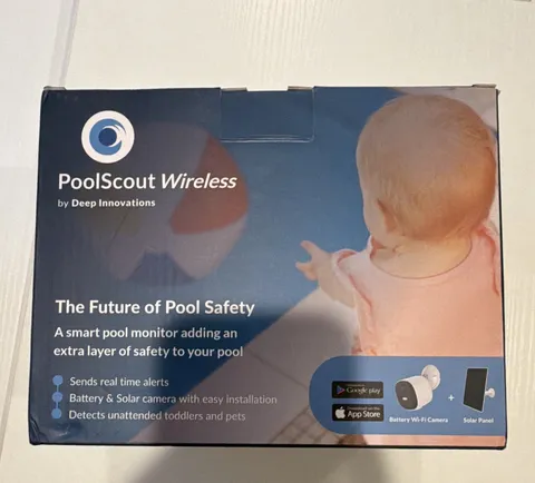 PoolScout Wireless 1080p Wi‑Fi Outdoor Battery Camera w/ Solar Panel, 2‑Way