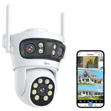 Wireless Security Camera 3 Lens 5G/2.4G WiFi 6MP Triple Lens Camera,2K HD PTZ...