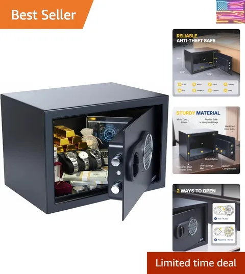 Anti-theft Fireproof Safe Box, 0.58 Cubic Feet - Digital Keypad & Key Lock, 1...