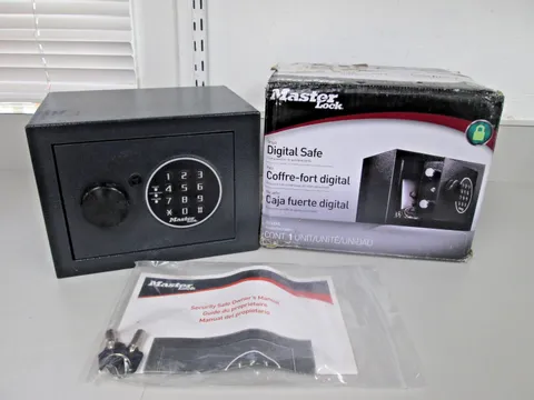 Master Lock Small Black Digital Safe X014EML Steel, Override Key, Pry-Resistant
