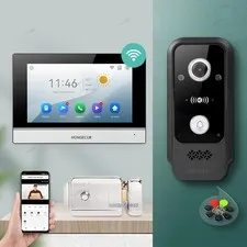 HOMSECUR 7" Waterproof 4 Wire WIFI HD Video Doorphone Entry Intercom Card Entry