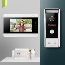 HOMSECUR 7" 4 Wire HD Video Doorphone Intercom Door Bell With Electrical Lock