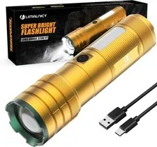 Limalnicy Rechargeable LED Flashlight High Lumens Adjustable Focus COB Side Ligh