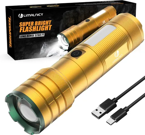 Limalnicy Rechargeable LED Flashlight High Lumens Adjustable Focus COB Side Ligh