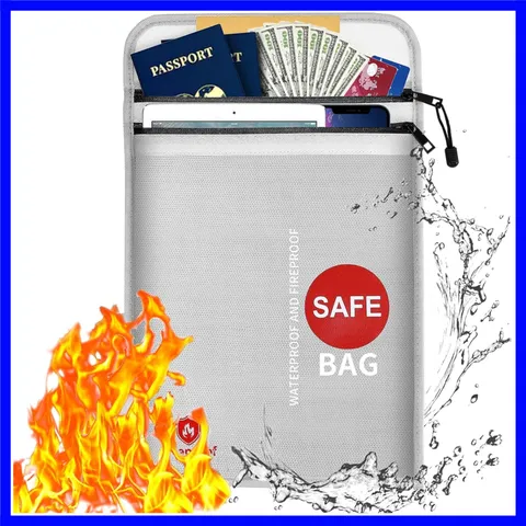 Large Fireproof Document Holder - Waterproof Pouch with Reflective Strip 15x11